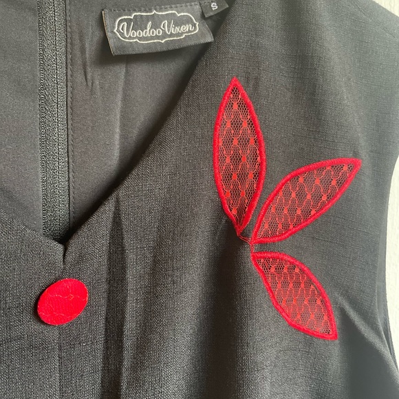 Voodoo Vixen Retro Belted Embroidery Swing Dress - Picture 5 of 10